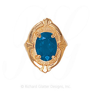 GS451 BT - 14 Karat Gold Blue Topaz Slide 